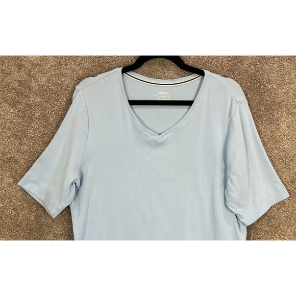 Chicos Top Womens 3 XL 16 Blue Ultimate Tee V Neck 100% Supima Cotton Blouse - Picture 4 of 7